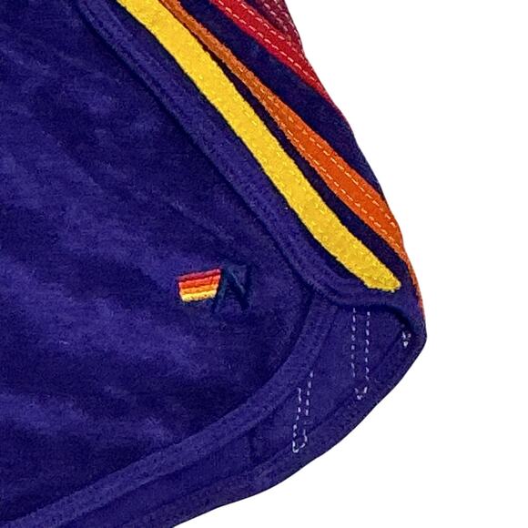 Aviator Nation Purple Rainbow Stripe Terry Dolphin Shorts Women Small - Picture 3 of 10